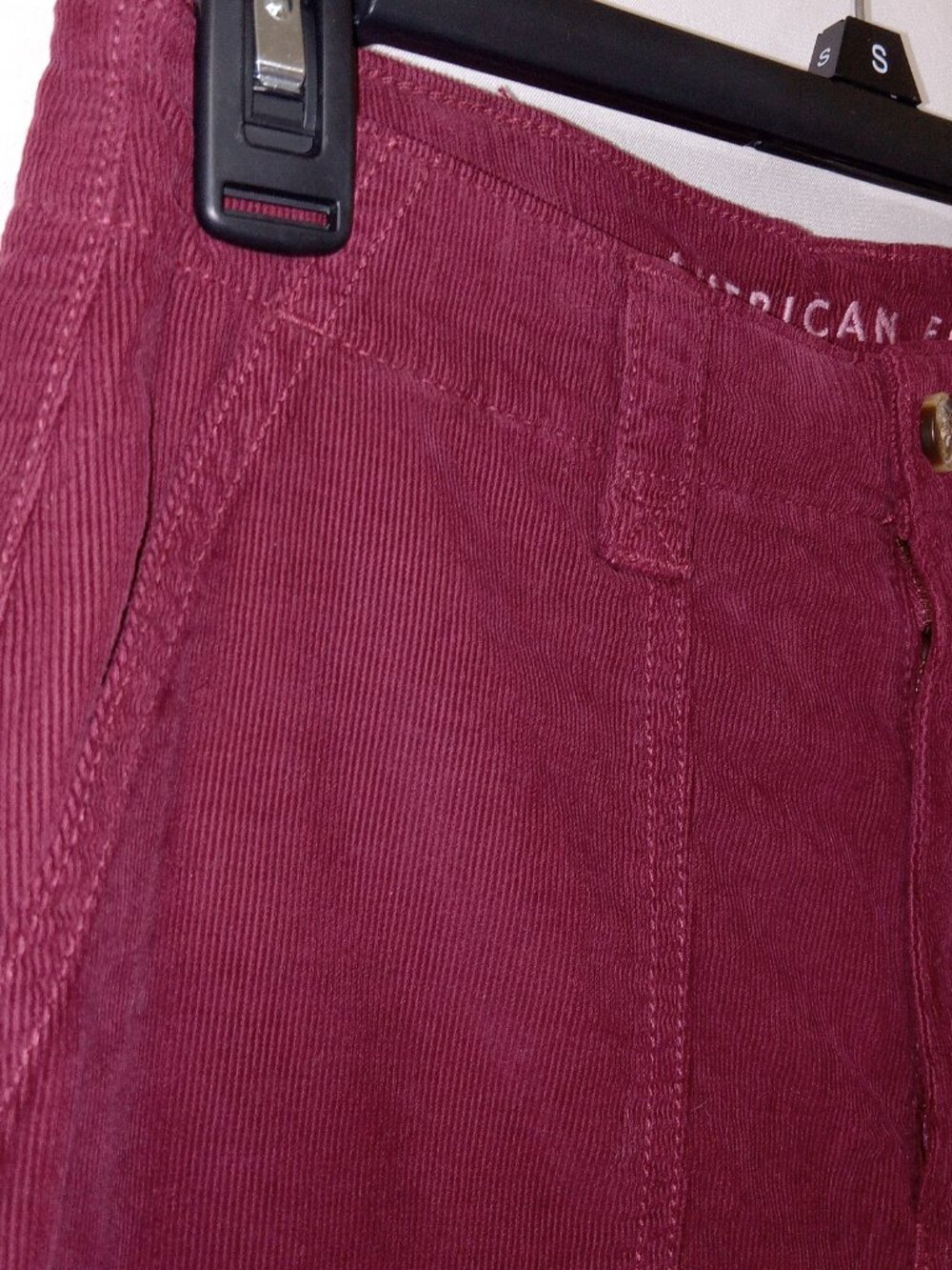 American Eagle Baggy Mom Corduroy Pants High Rise Maroon Red Sz 0 NWT - Picture 4 of 14